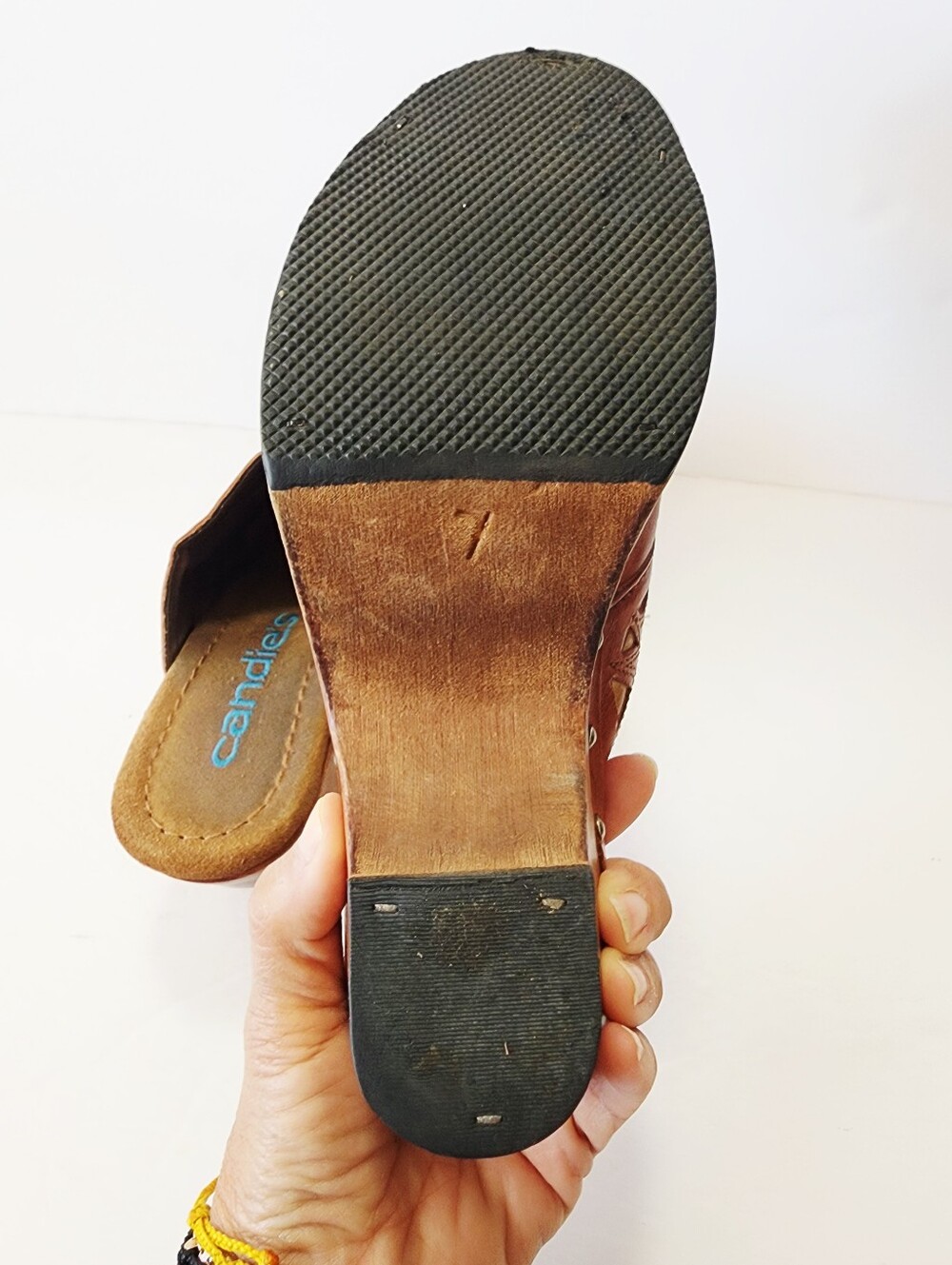 Candie's Y2K Brown Leather Studded Clog Mules Size 7 - Picture 7 of 9